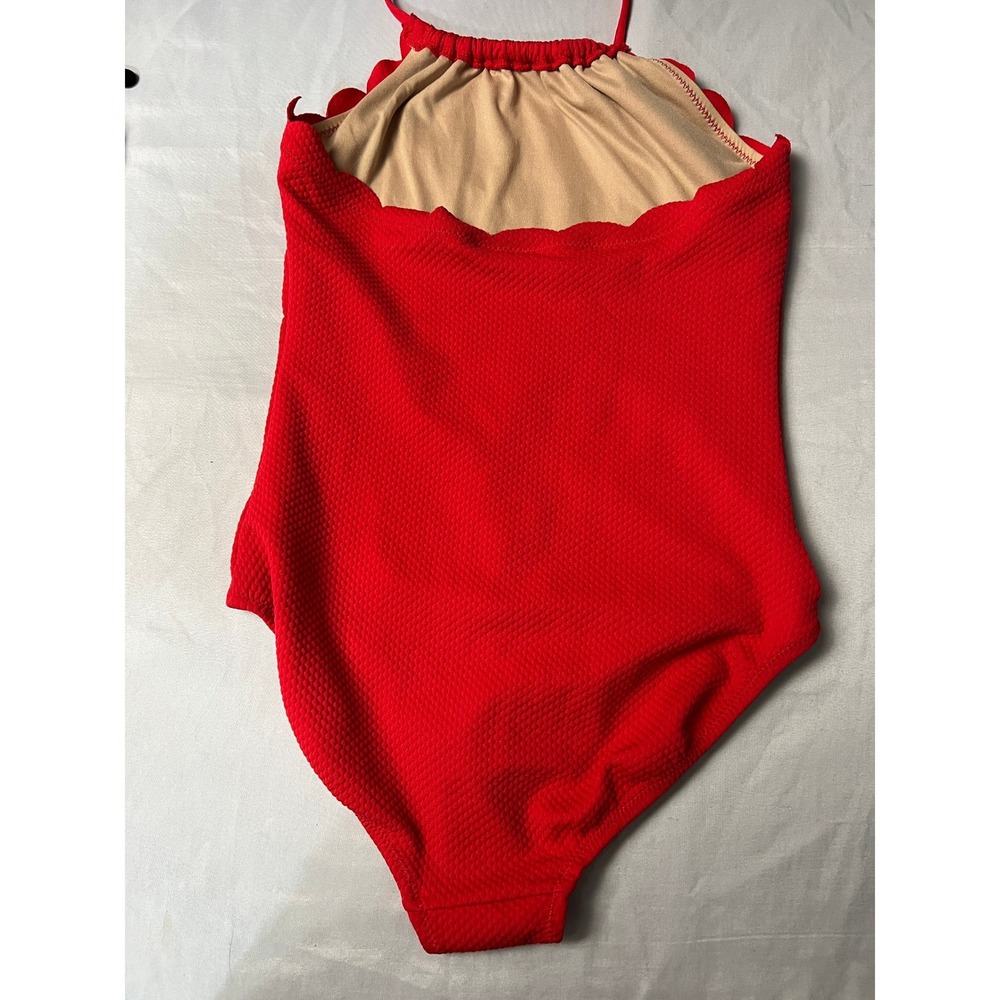 Old Navy Womens XL Red Scalloped High Neck One Piece Swimsuit 393186-01